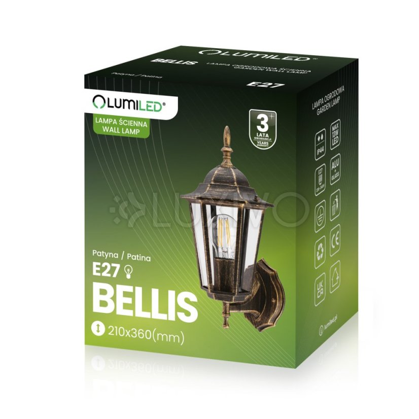 Vonkajšie svietidlo E27 Záhradná nástenná lampa Patina BELLIS LUMILED