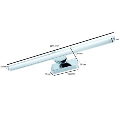 SIRIUS Nástenné svietidlo Chrome LED 12W Nástenné svietidlo 60cm Moderné ProVero