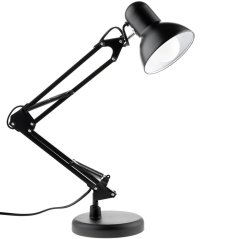 Kresliarska stolová lampa E27 TOBI čierna Lumiled s úchytom na dosku