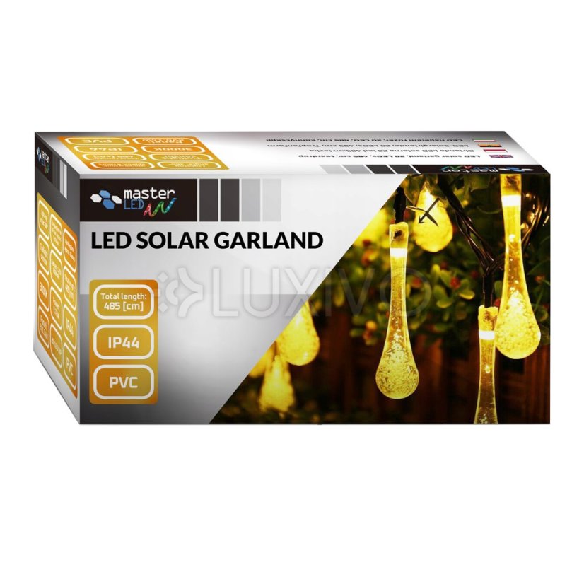 Solárna závesná girlanda 20x TEADS LED icicle záhradná lampa 3000K teplá farba