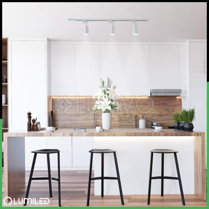 Reflektor koľajnicový GU10 bielo - zlatá SAGI lampa do jednofázového koľajnicového osvetlenia LUMILED