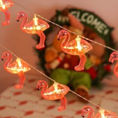 SOLAR GIRLAND záhradné okrasné 10 ružových plameniakov 6500K GOLDLUX (Polux)