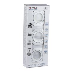 Sada 3x svietidlo na zapustenú montáž Biela + LED žiarovka GU10 5W 4000K VT-3333 V-TAC