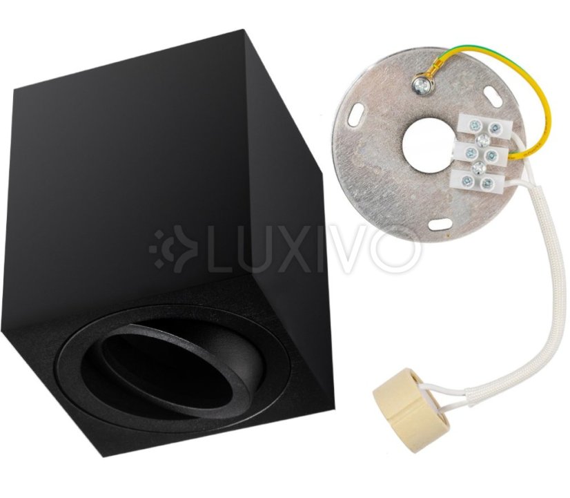 Povrchová montáž HALOGEN Pohyblivé svietidlo AMAT-M GU10 LUMILED Square Black 84mm