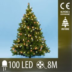 Vianočná led svetelná reťaz vnútorná - guľky 1,5 cm - 100led - 8m multicolour
