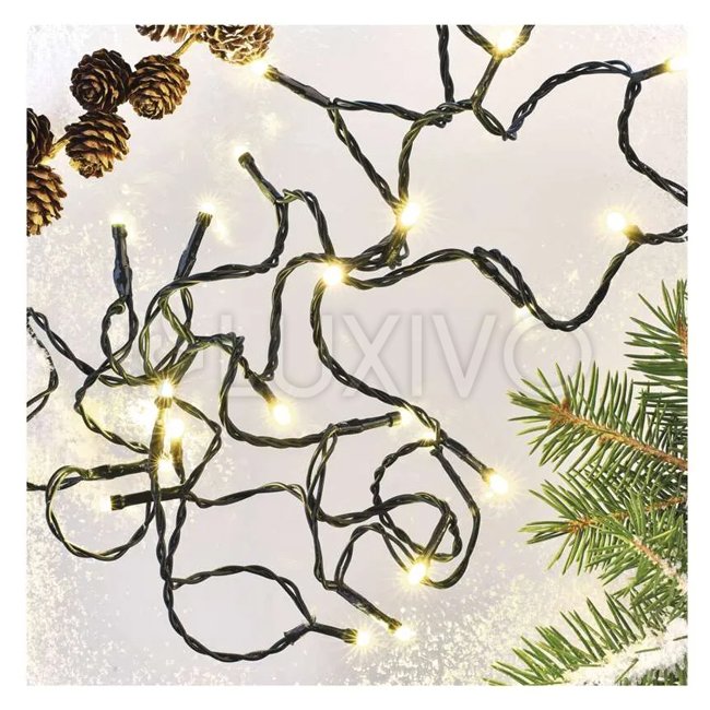 LED vianočná reťaz, 50 m, vonkajšia aj vnútorná, teplá biela, programy, časovač