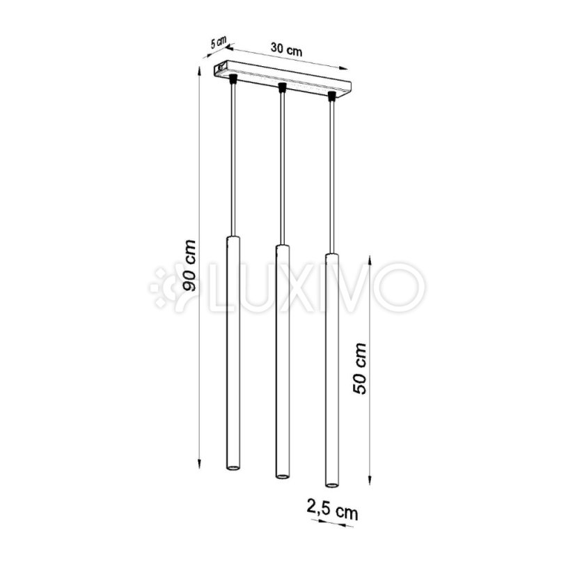 PASTELO 3 3xG9 Závesné stropné svietidlo Minimalistické čierne SOLLUX