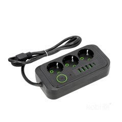 Sieťový predlžovač 3x zásuvka s ochranou 4x USB USB-C vypínač 1, 5m Linea Pro Kobi
