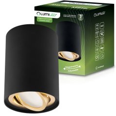 Nástenné svietidlo halogénové spot tuba pohyblivé GU10 okrúhle čierno-zlatá 115mm AMAT-L LUMILED
