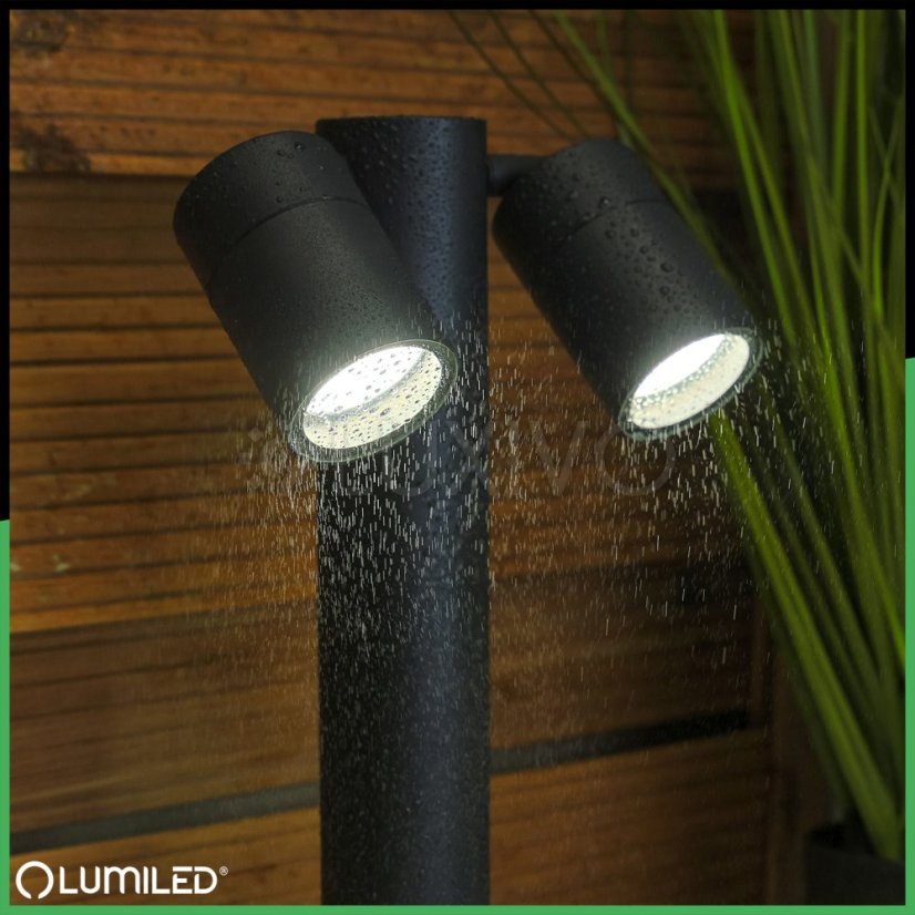 Záhradná lampa svietidlo stĺpik reflektor vonkajšia stojaca 45 cm 2x GU10 ASTI LUMILED
