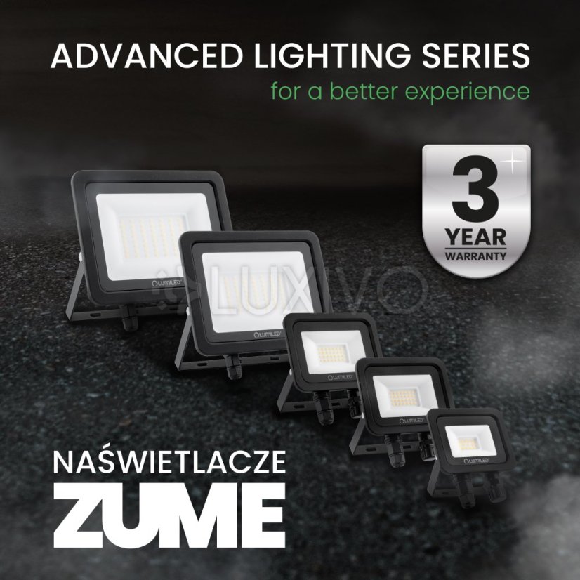 LED reflektor ZUME 30W 3300lm 4000K IP65 Black Advanced Lighting Series LUMILED