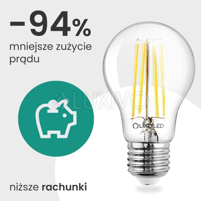 Žiarovka LED E27 A60 4, 9W 1055lm = 75W 4000K neutrálna 360° filament KLASA A LUMILED