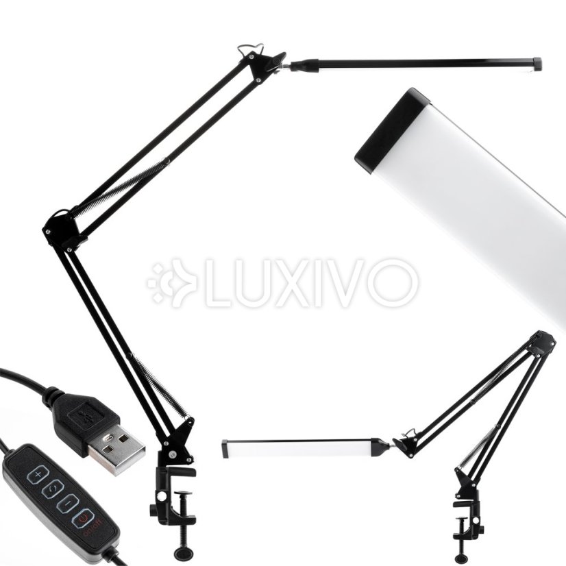 Stolová kresliarska LED lampa 8W CCT USB stmievateľná COSMI čierna Lumiled