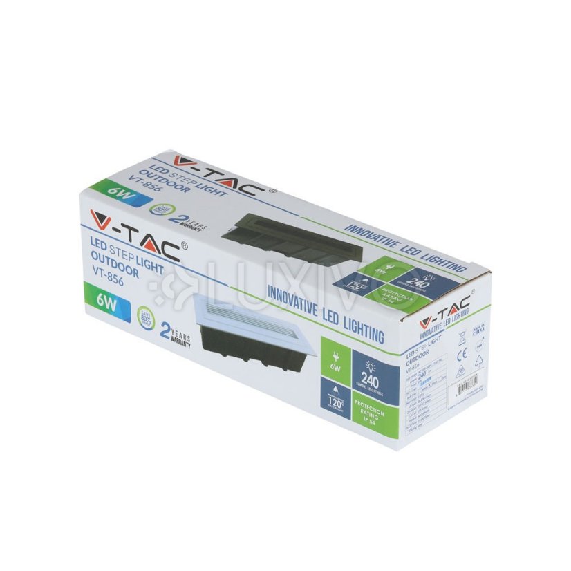 Schodiskové svietidlo LED 6W 4000K Obdĺžnikové čierne krokové svietidlo VT-856 V-TAC