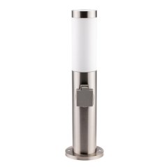 Vonkajšie záhradné svietidlo E27 INOX PIPE 45cm s 230V zásuvkou Lilium Lumiled