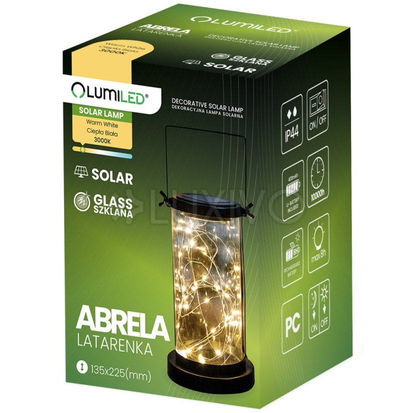 ABRELA LED solárne vonkajšie záhradné stojace svietidlo prívesok 3000K IP44 LUMILED
