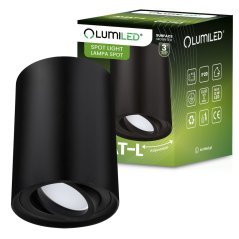 Nástenné svietidlo halogénové spot tuba pohyblivé GU10 okrúhle čierna 115mm AMAT-L Lumiled