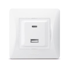 Zásuvka s rámikom USB-A + USB-C 20W 16A zapustená biela BINERA VIDEX