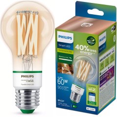 LED žiarovka E27 A60 4,3W = 60W 903lm 2700-4000K TW FILAMENT UltraEfficient Smart SMART WiFi Bluetooth App WiZ Philips