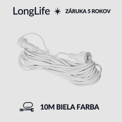LongLife predlžovací kábel pre spojovateľné reťaze - 10m - biely