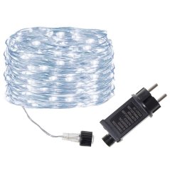 Vianočná led svetelná mikro reťaz vonkajšia + programator - 1000led - 100m studená biela