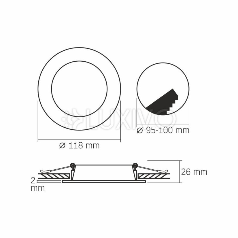 LED panel Zapustené svietidlo 6W 620lm 4000K Neutral Black Videx