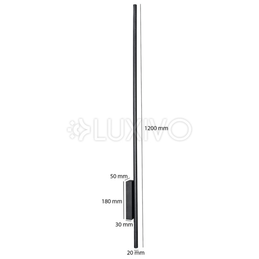 LED nástenné svietidlo LUNA BLACK Metal 120cm moderný štýl IP54