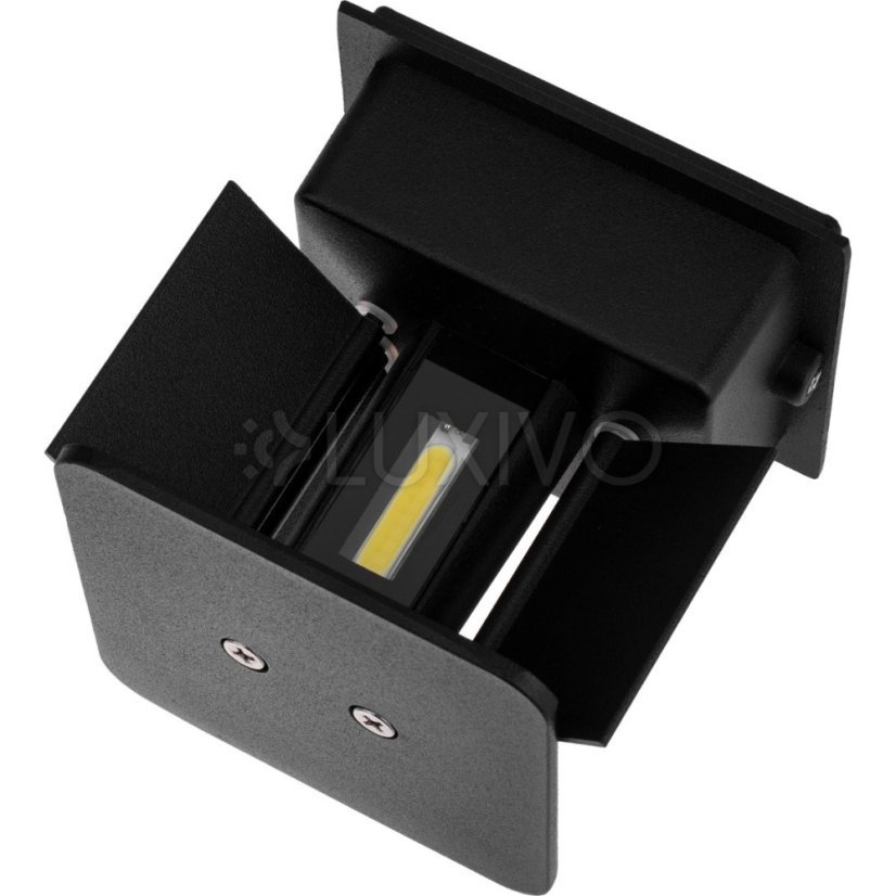 LED fasádne nástenné svietidlo 2x3W 4000K Nastaviteľné zhora nadol Čierna PICEA LUMILED