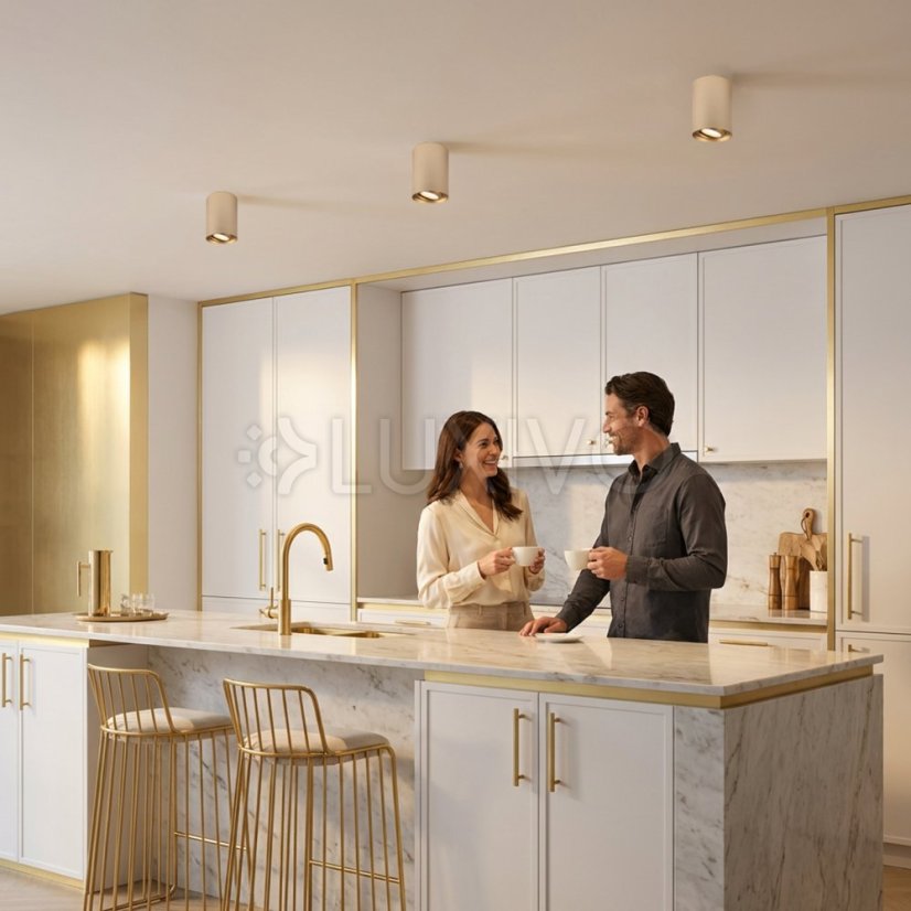 Nástenné svietidlo halogénové bodové tuba pohyblivé okrúhle zlaté 115mm AMAT-L