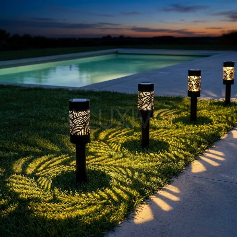 5x Solárna záhradná lampa LED 2700K zapichovací stĺpik priehľadný CAREX LUMILED