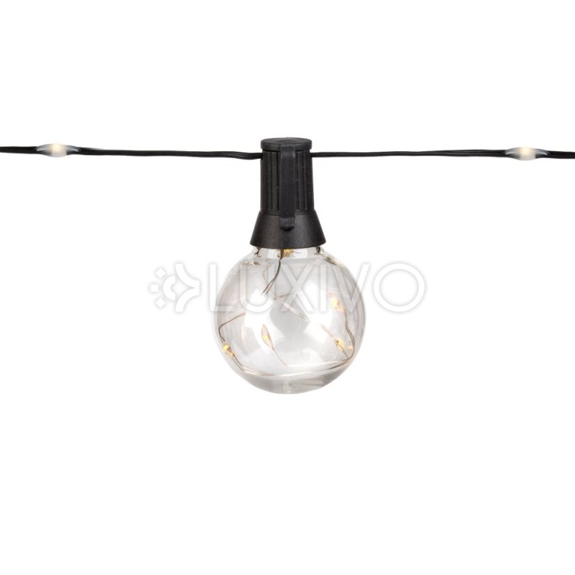 Záhradná solárna girlanda 20x LED dekoratívne žiarovky 10, 55m 3000K teplá + diaľkové ovládanie AURA LUMILED