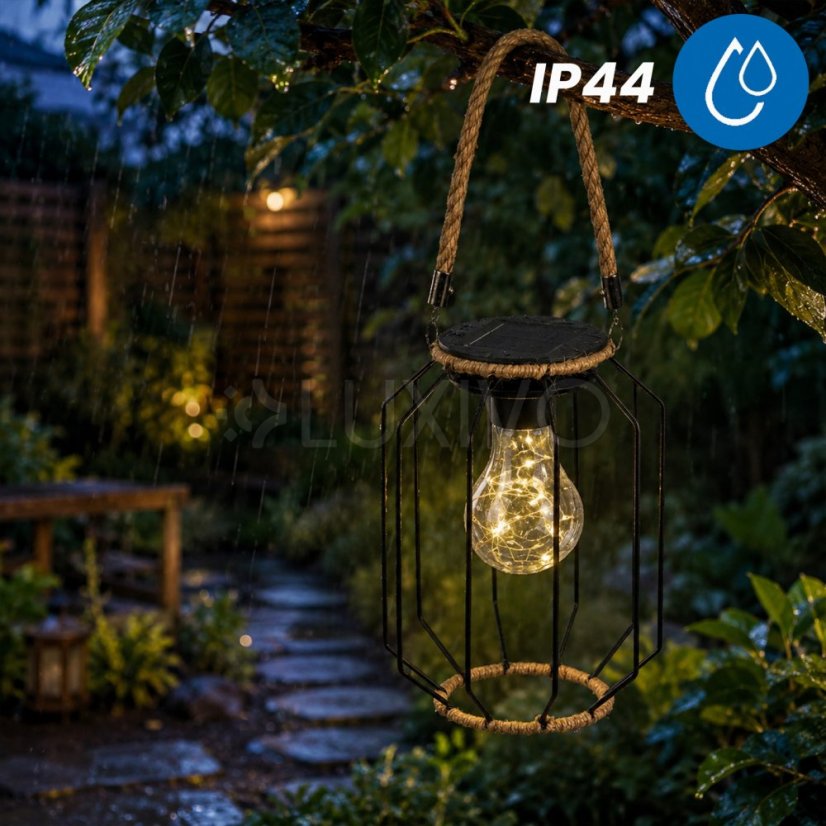 Solárna záhradná lampa LED závesná lampáš DORA IP44 3000K LUMILED