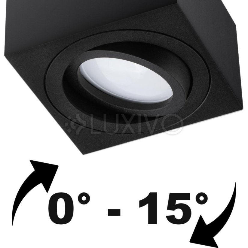 Povrchová montáž HALOGEN Pohyblivé svietidlo AMAT-M GU10 LUMILED Square Black 84mm