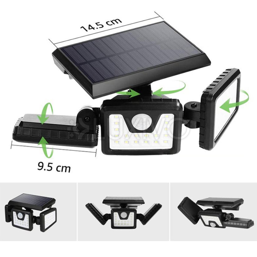 Solárne svetlomety 74x LED 15W 450lm Studený senzor pohybu IP65