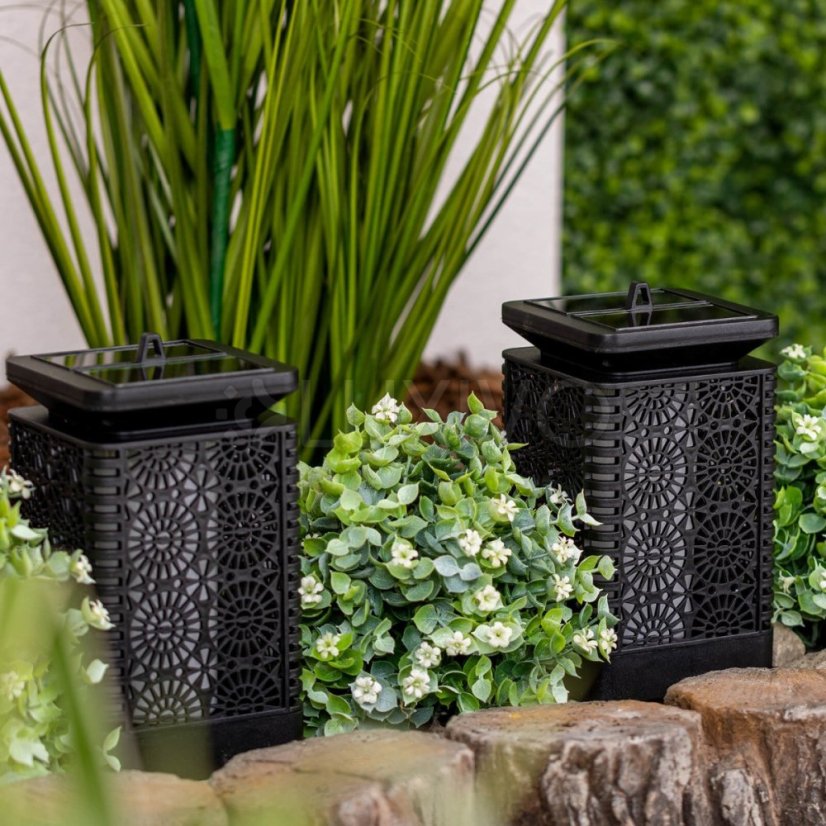 Záhradný lampáš LED Solar Decorative Flame Square 17cm