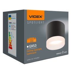Stropné svietidlo SPOT na povrchovú montáž 1x GX53 Black Videx