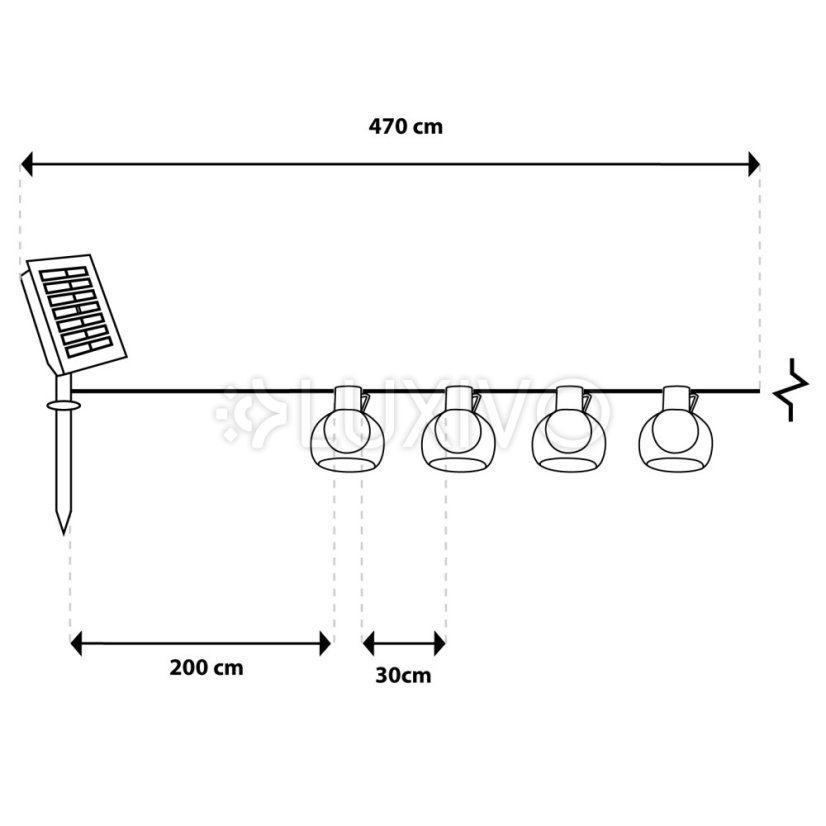 Záhradná solárna girlanda 10x LED dekoratívne svetielka 4, 7m 3000K teplá PERLA Lumiled