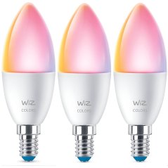 3x LED žiarovka E14 Candle C37 4,9W = 40W 470lm 2200-6500K RGB + TW Smart SMART WiFi Bluetooth App WiZ