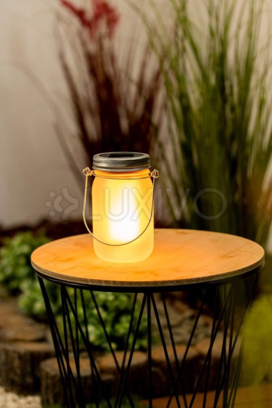 Záhradný lampáš LED Solar Jar Flame 13cm