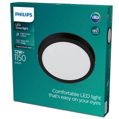 Plafond Panel LED Povrchové stropné svietidlo MAGNEOS 12W 2700K 21cm Čierne stropné svietidlo Round PHILIPS