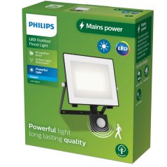 LED reflektor 30W 3200lm 5000K IP65 so senzorom pohybu a súmraku čierny Lois Philips
