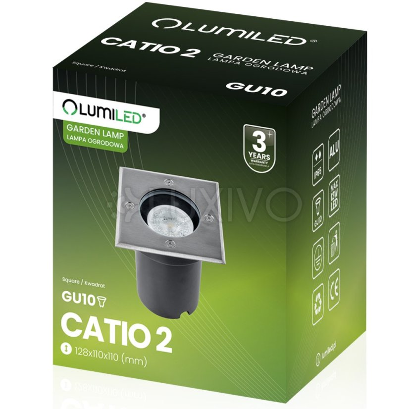 Zapustené GU10 IP67 IK09 štvorcové CATIO 2 LUMILED