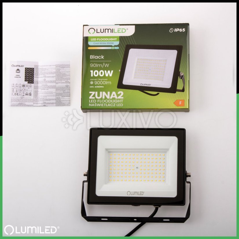 LED reflektor ZUNA2 100W 9000lm 6500K IP65 Black LUMILED