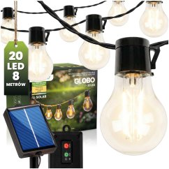 Solárna záhradná girlanda 20x LED dekoratívna žiarovka 7, 7m 2700K teplá LUMILED