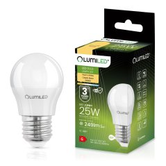 LED žiarovka E27 P40 2,5W = 25W 249lm 3000K Warm 180° LUMILED