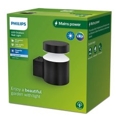 Vonkajšie nástenné svietidlo LED lampa 6W 750lm 4000K Black Laven Philips