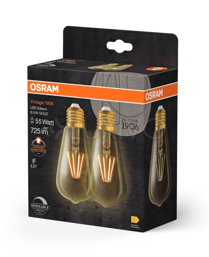LED žiarovka E27 6,5W 725lm 2400K Warm OSRAM Vintage 1906 Stmievateľná