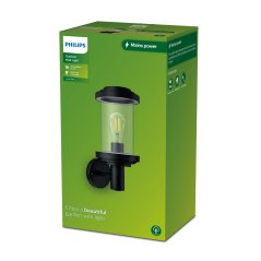 Vonkajšie nástenné svietidlo E27 čierna Listra Philips