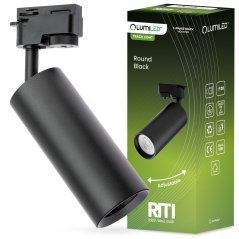 Koľajnicový reflektor GU10 čierna RITI lampa pre jednofázové koľajnicové systémy LUMILED