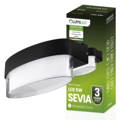 Vonkajšie nástenné LED svietidlo Záhradné nástenné svietidlo Teplé 4000K 5W IP54 SEVIA Black LUMILED